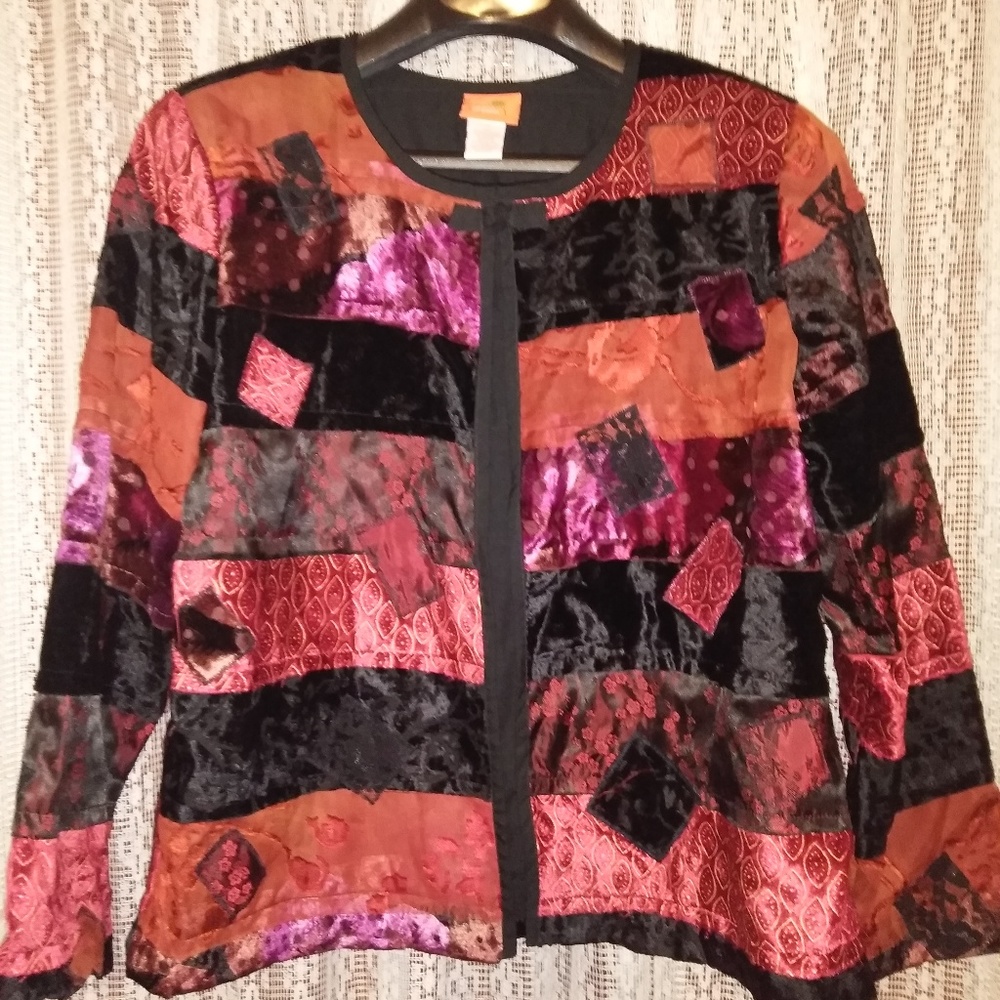 Patchwork In Velvet Lace Black Orange Red Sz. 14